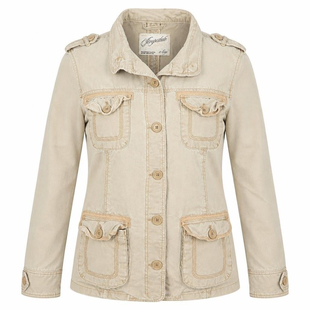 VTG Y2K Aeropostale Utility Jacket Women XL Beige Field Safari Military Gorpcore